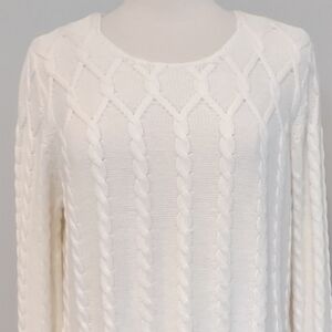 Liz Claiborne Sweater Cable Knit Cotton Cream large